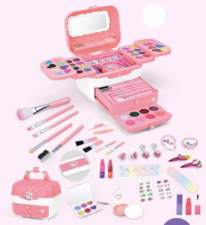 Kuferek zestaw kosmetyków do makijażu makeup dla dzieci cienie domowe spa prezent