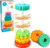 Zakręcona piramida wieża tęczowa montessori edukacyjna największa xxl 41cm